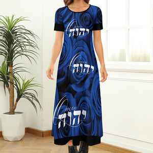 KING YAHWEH (Queen Celebrated Dress) Round Neck Short sleeve