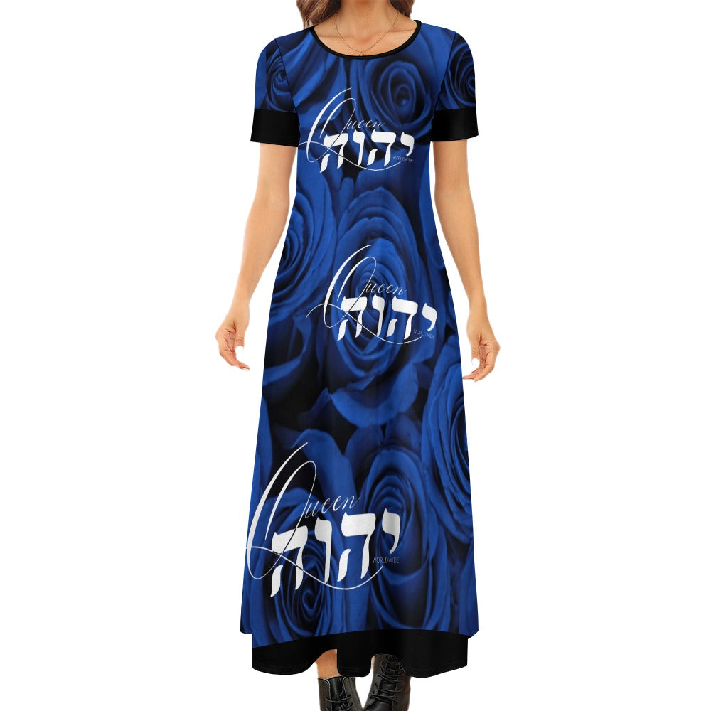 KING YAHWEH (Queen Celebrated Dress) Round Neck Short sleeve