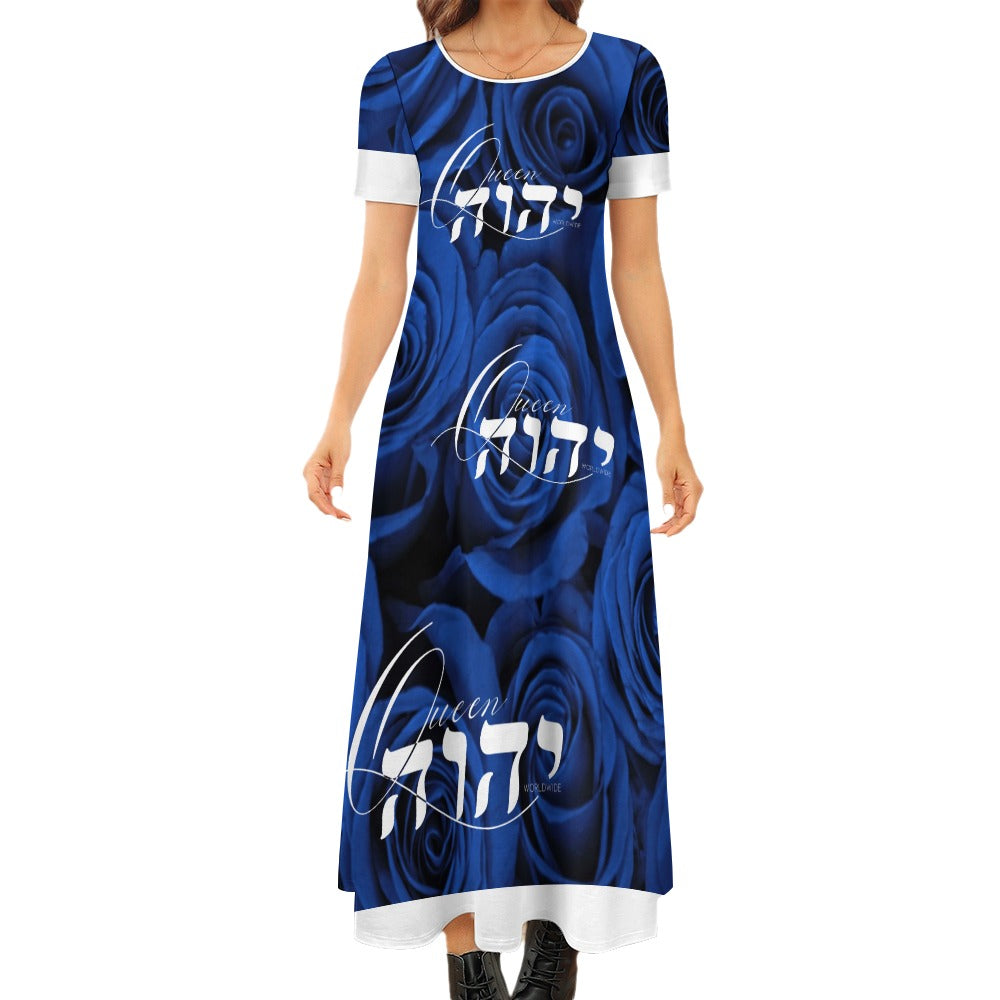 KING YAHWEH (Queen Celebrated Dress) Round Neck Short sleeve