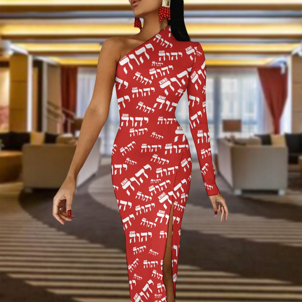 King YAHWEH Luxe II Half Sleeve Slit Dress