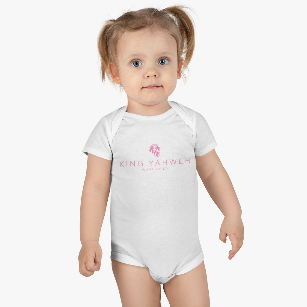King YAHWEH Onesie® Organic Baby Bodysuit (White & Pink)