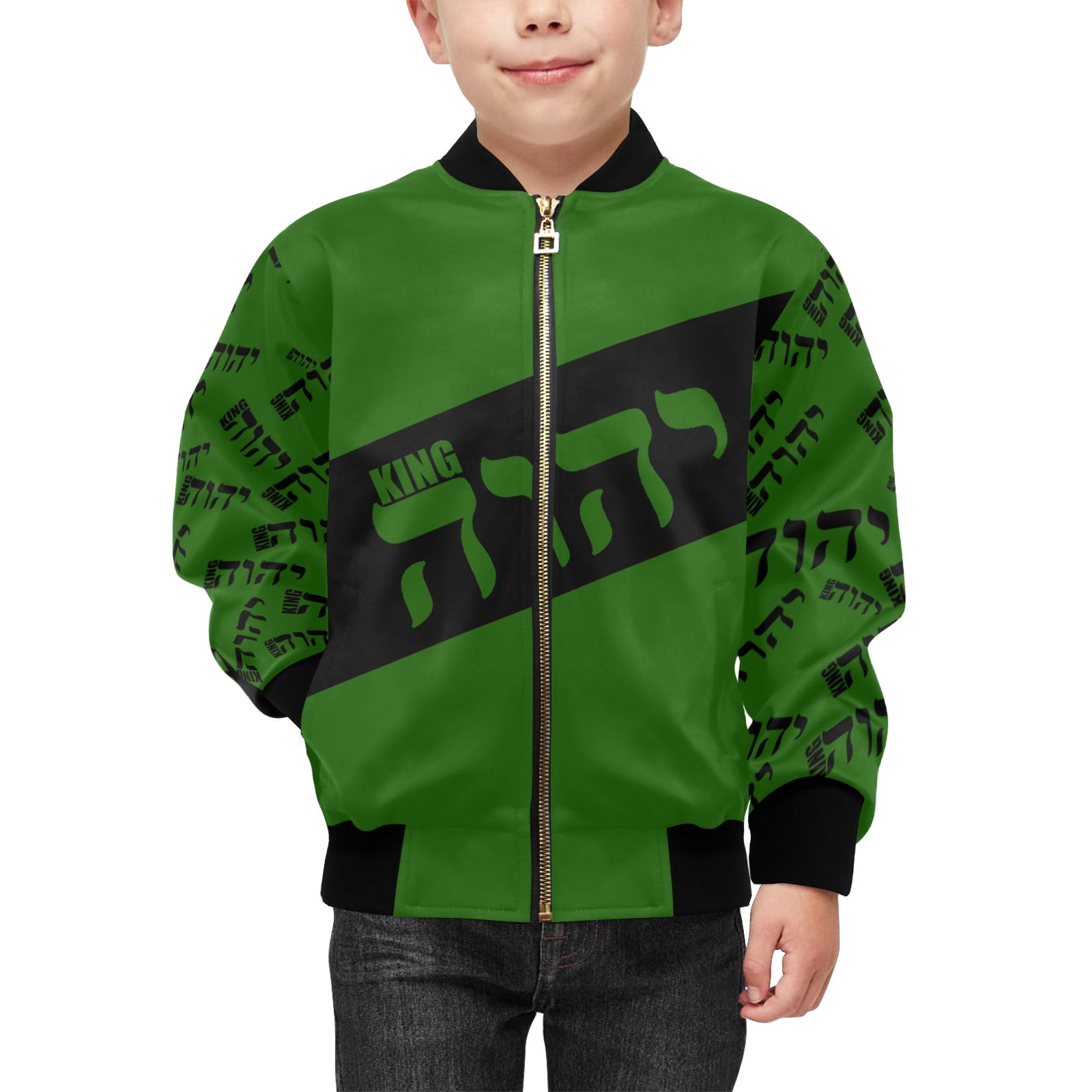 King YAHWEH Luxe III Kids' Bomber Jacket with Pockets (Onyx)