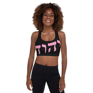 King Yahweh Worldwide Tetra Bold Padded Sports Bra (Black / Pink)