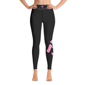 King YAHWEH Worldwide Tetra Bold Yoga Leggings - Black with  Pastel Pink Design
